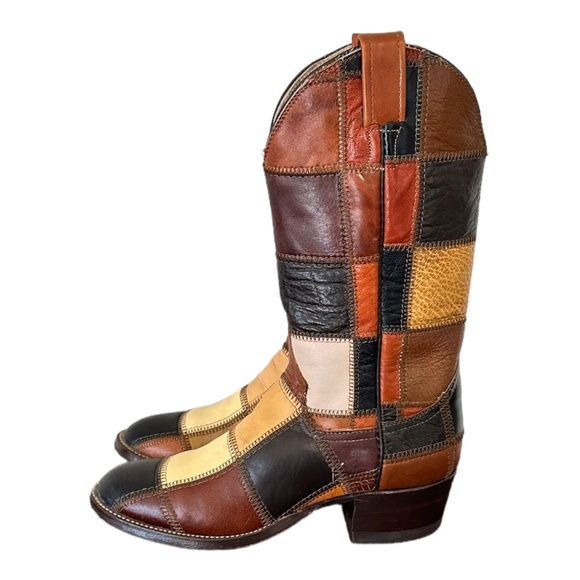 Size 6.5 Vintage Larry Mahan Genuine leather patch work western cowboy boots. - Picture 14 of 15